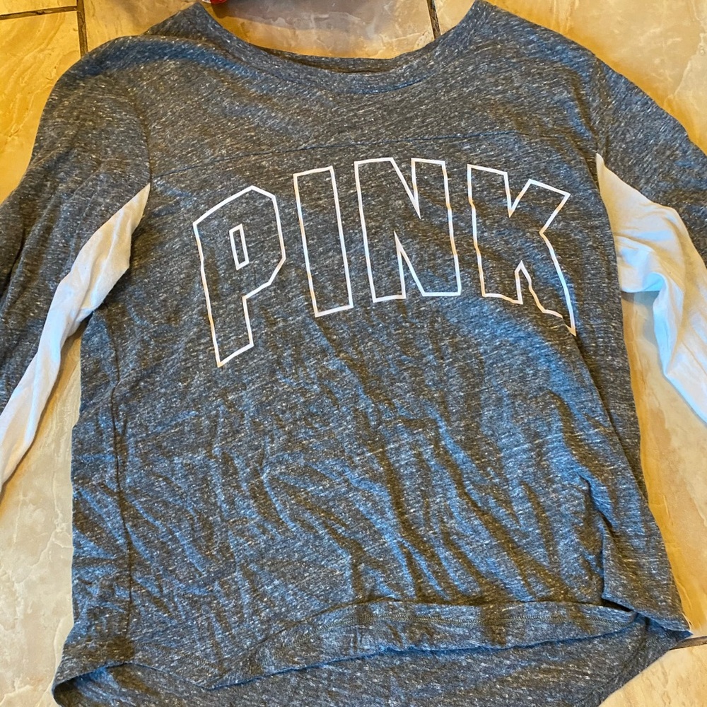 Gray and white logo tee